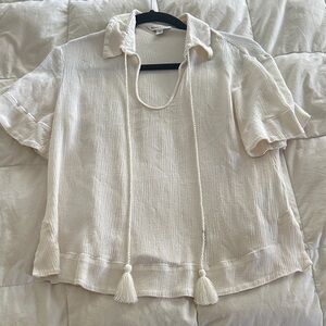 Banana Republic Cream Blouse with Tassels